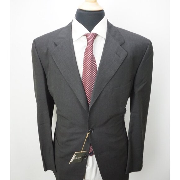 Isaia Patrizio Gray Wool 2 Pc Suit Jacket Pants Sz 44R Brand New - Picture 3 of 11